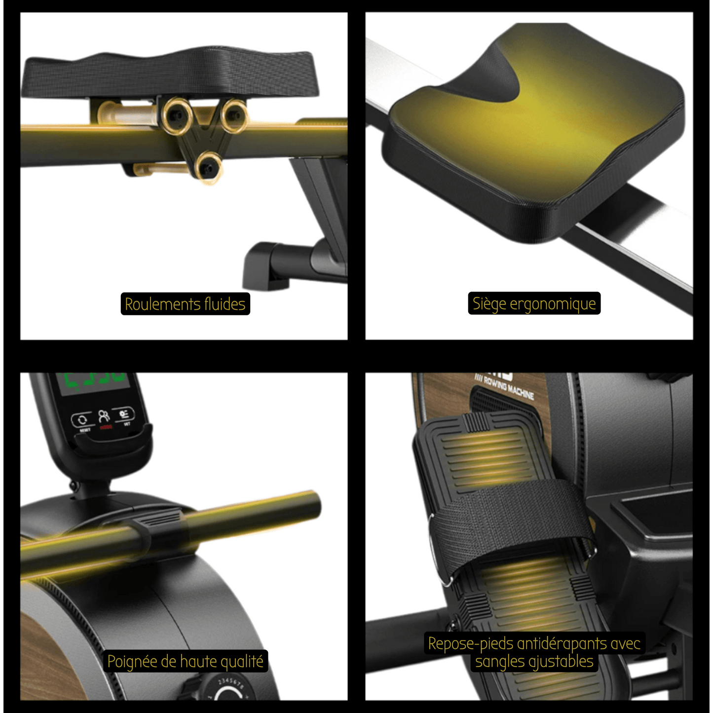 FitnessAtHome Noir Rameur magnétique - MettleMatic RM5 Rameur magnétique - MettleMatic RM5