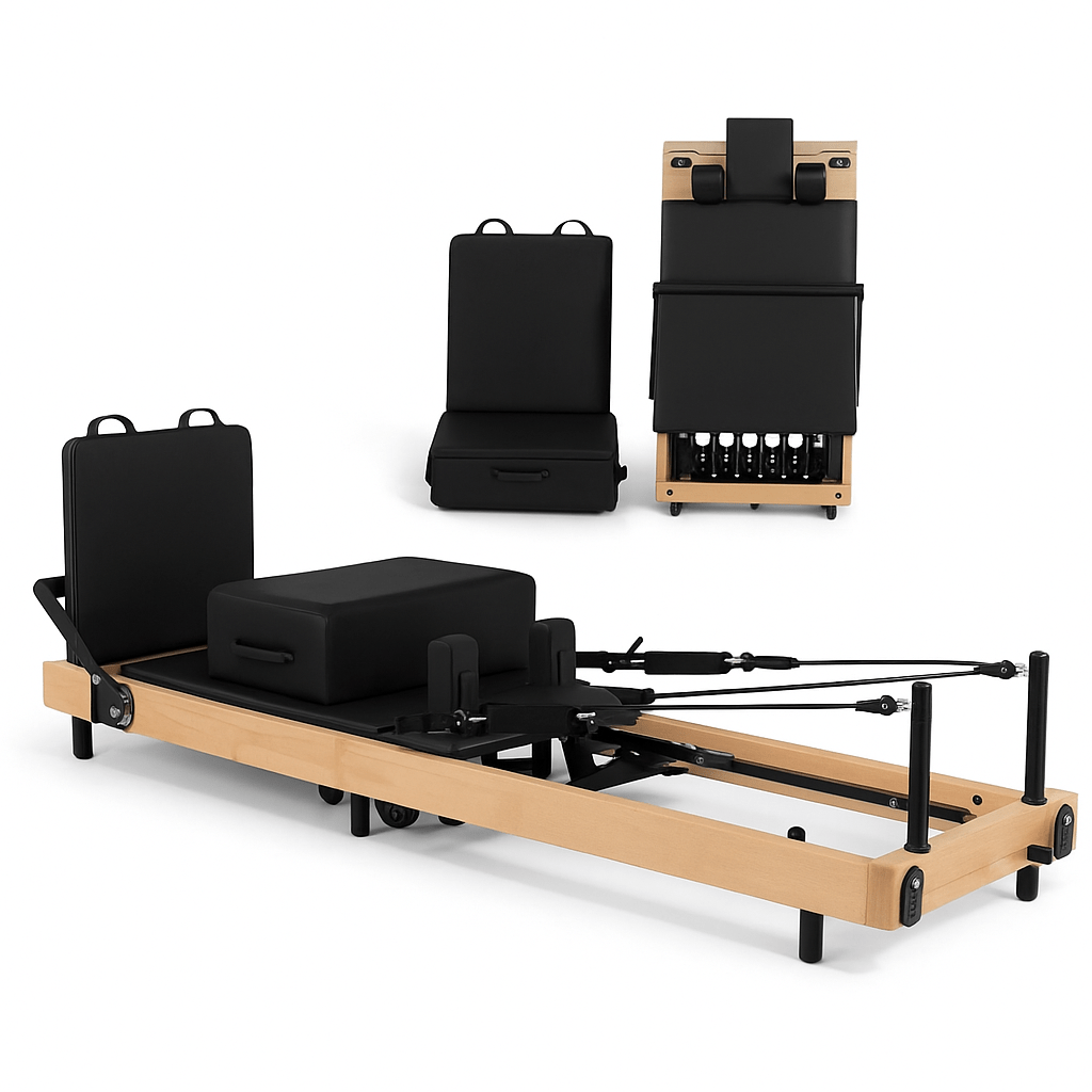 FitnessAtHome Noir Reformer Pilates Pro – Appareil d’entraînement complet Reformer Pilates Pro – Appareil d’entraînement complet