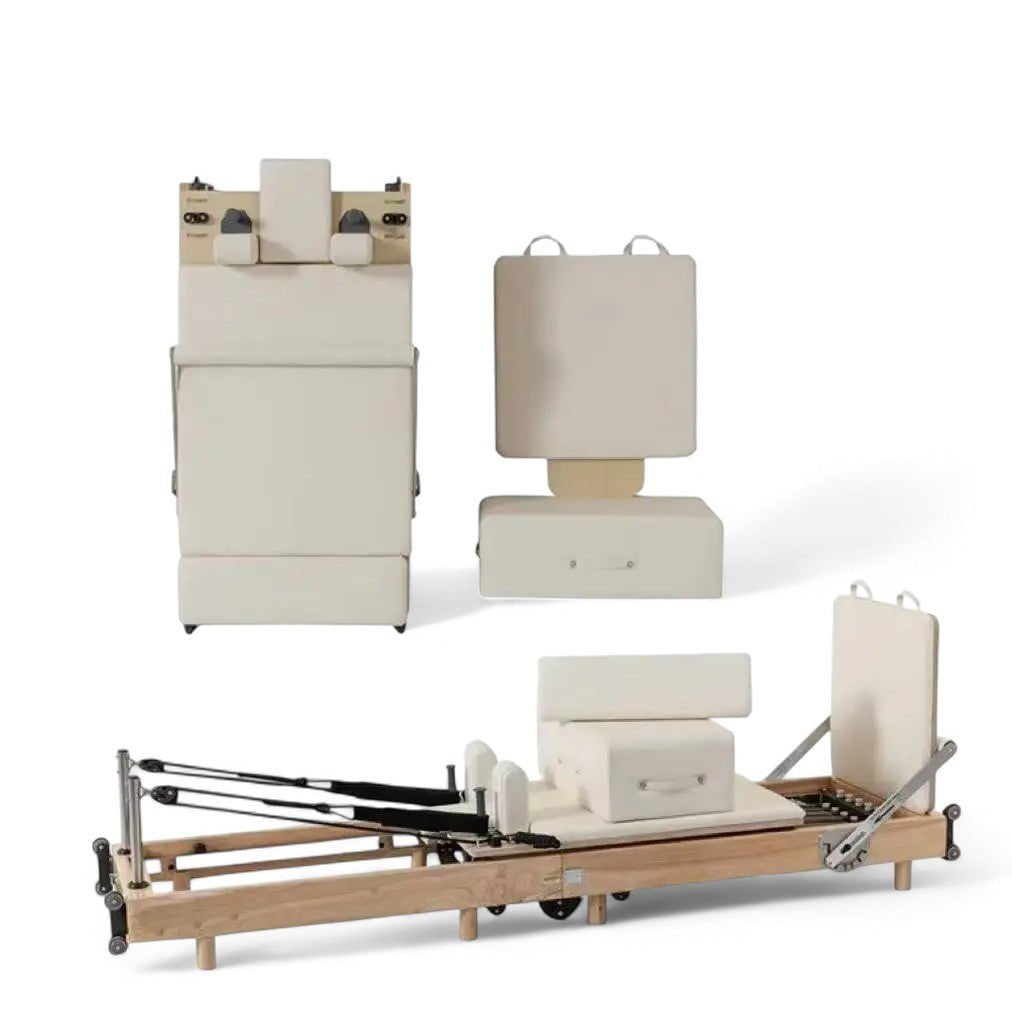 FitnessAtHome Blanc Reformer Pilates Pro – Appareil d’entraînement complet Reformer Pilates Pro – Appareil d’entraînement complet