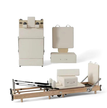 FitnessAtHome Blanc Reformer Pilates Pro – Appareil d’entraînement complet Reformer Pilates Pro – Appareil d’entraînement complet